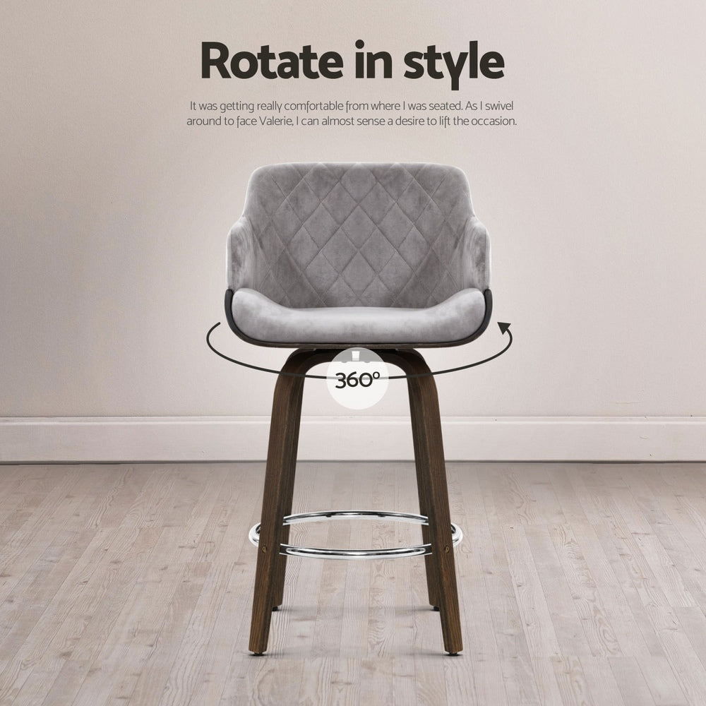Dexter Velvet Bar Stool Swivel Padded (Set of 4)