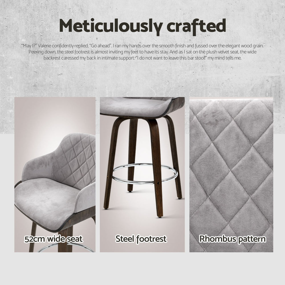 Dexter Velvet Bar Stool Swivel Padded (Set of 4)