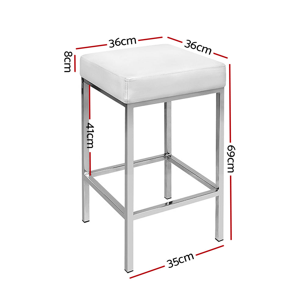 Vale Leather Bar Stool Padded (Set of 2) White