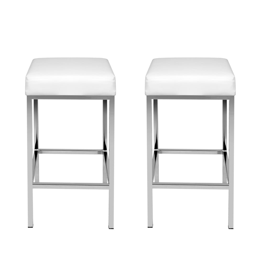 Vale Leather Bar Stool Padded (Set of 2) White