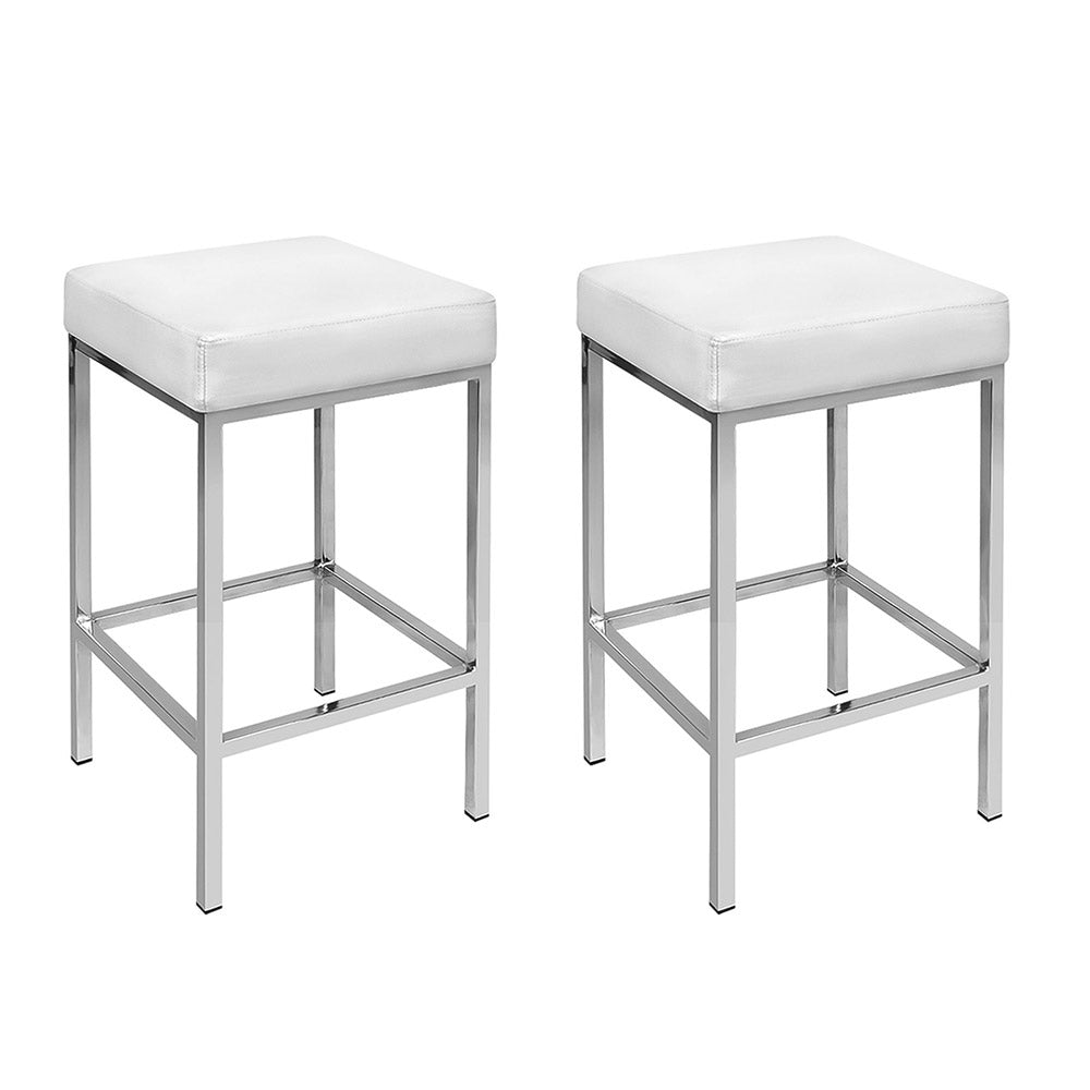 Vale Leather Bar Stool Padded (Set of 2) White