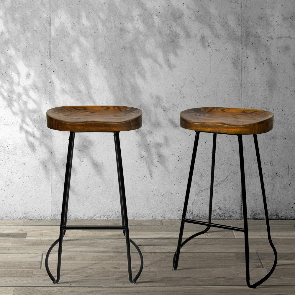 Glen Bar Stool Tractor Seat (Set of 2) Black 75cm