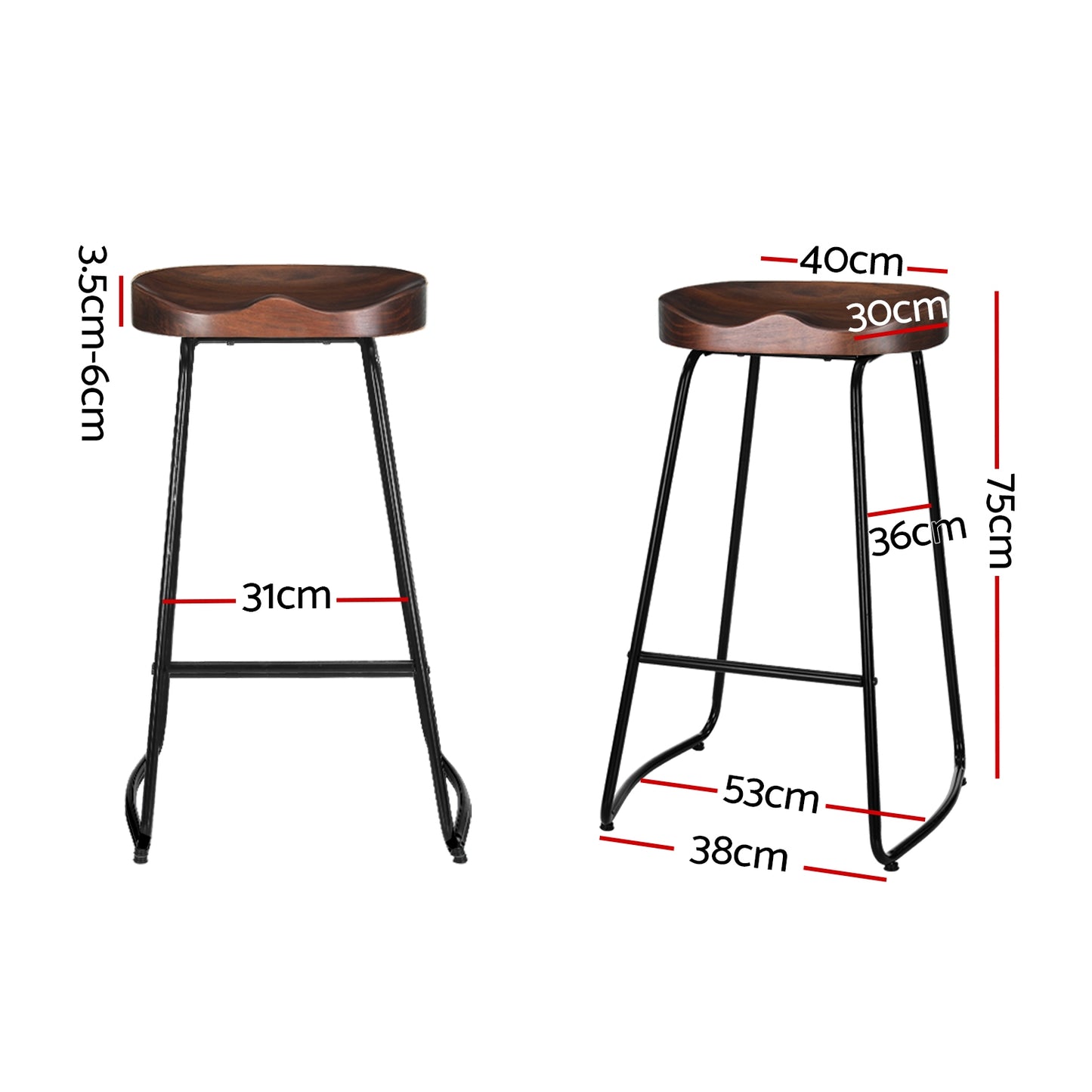Vesper Bar Stool Tractor Seat (Set of 4) Black 75cm