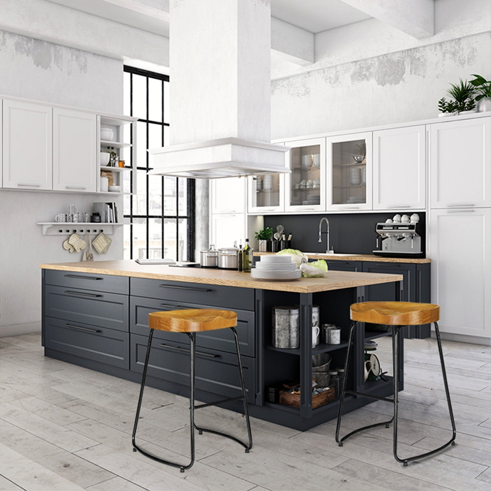 Tyler Wooden Bar Stool Tractor Seat (Set of 2) 65cm