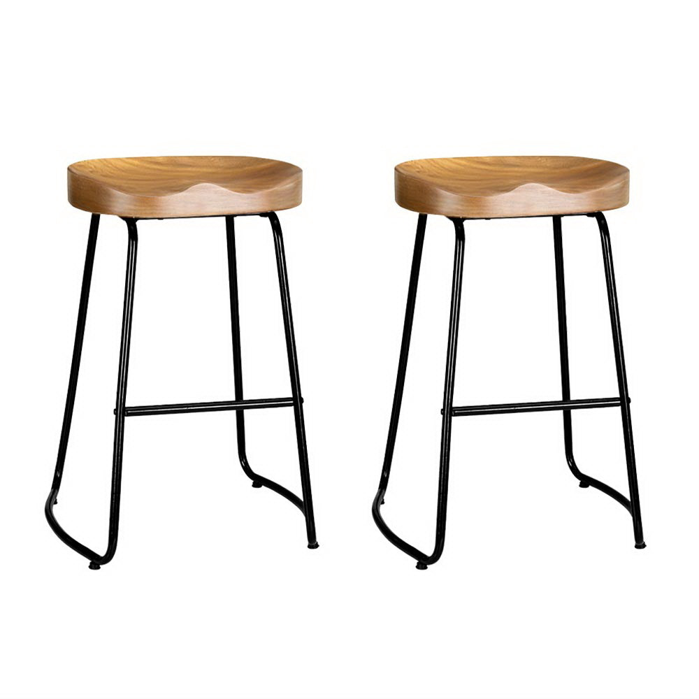 Tyler Wooden Bar Stool Tractor Seat (Set of 2) 65cm