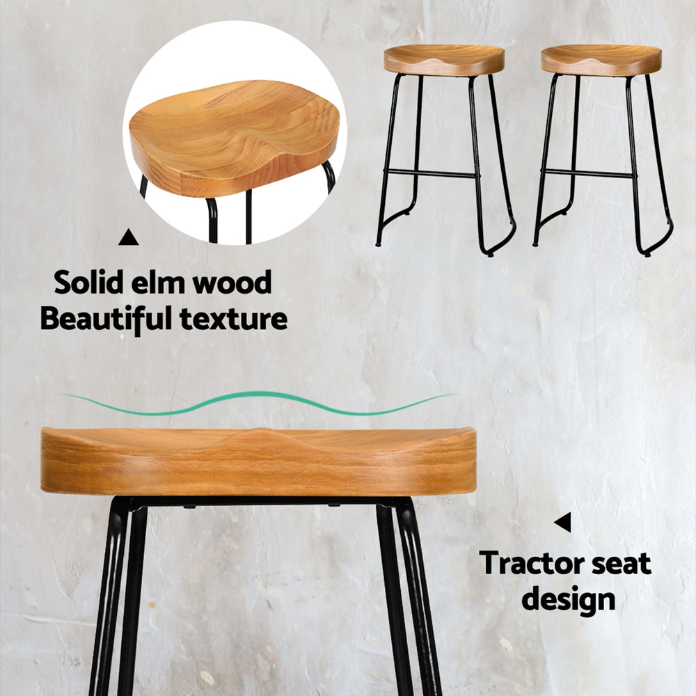 Ulrich Wooden Bar Stool Tractor Seat (Set of 4) 65cm