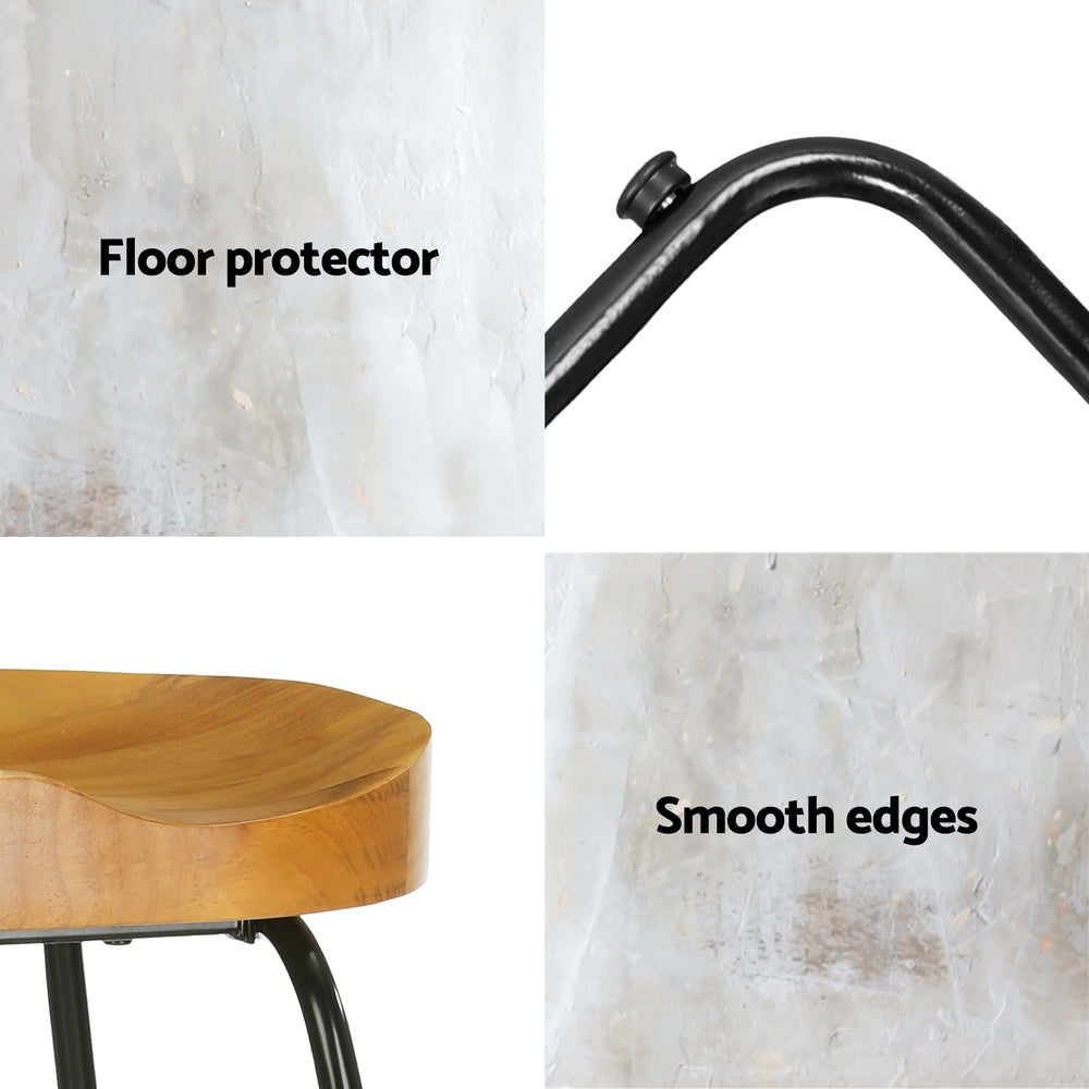 Ulrich Wooden Bar Stool Tractor Seat (Set of 4) 65cm