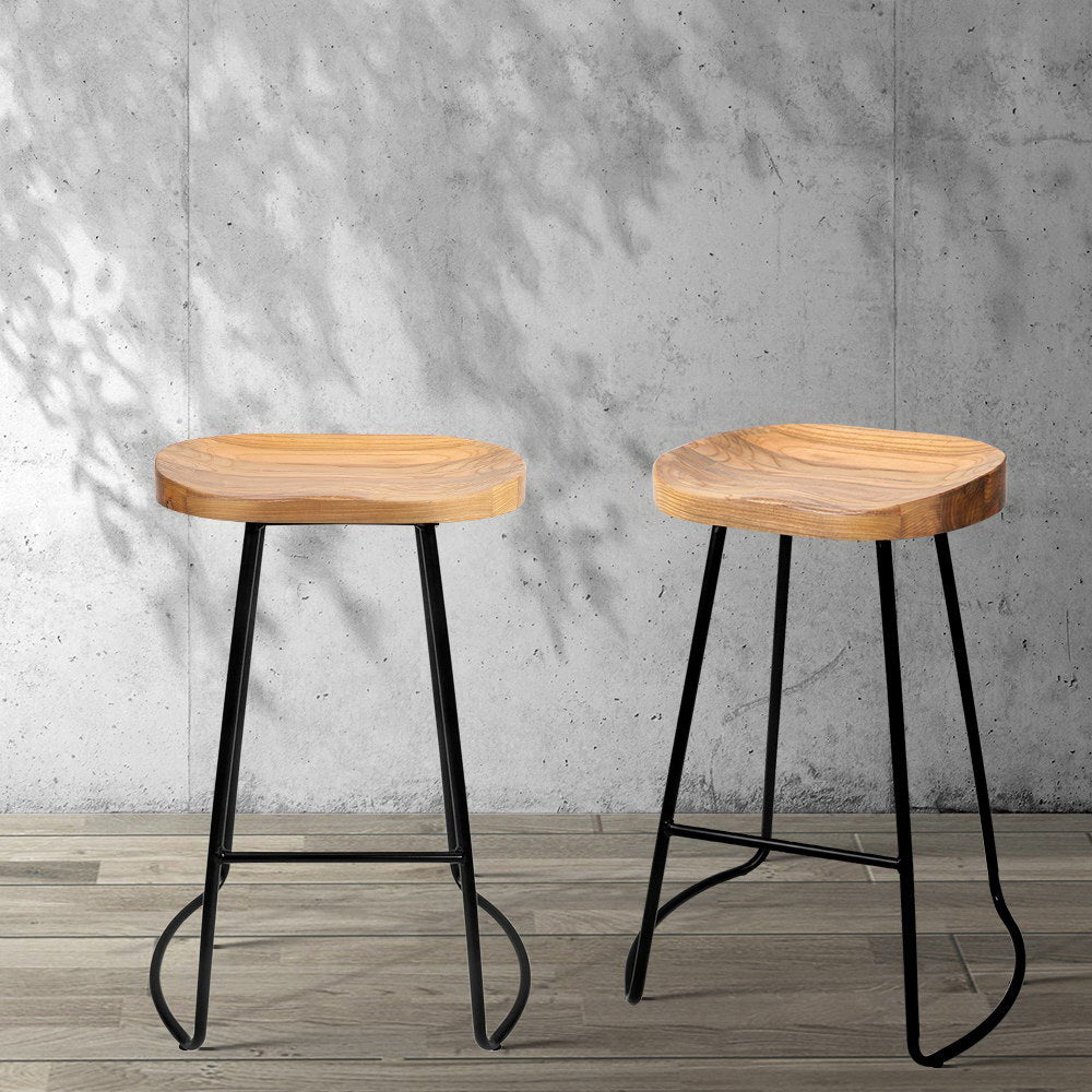 Ulrich Wooden Bar Stool Tractor Seat (Set of 4) 65cm
