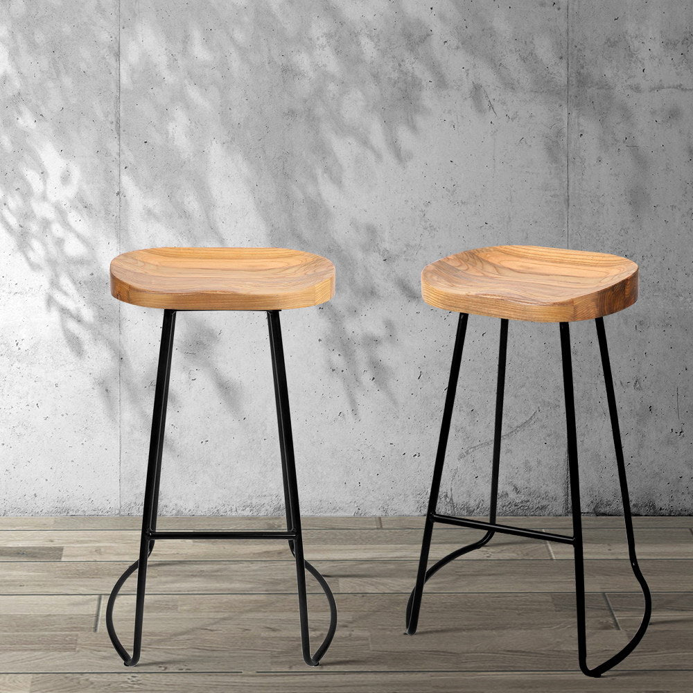 Olaf Wooden Bar Stool Tractor Seat (Set of 2) 75cm