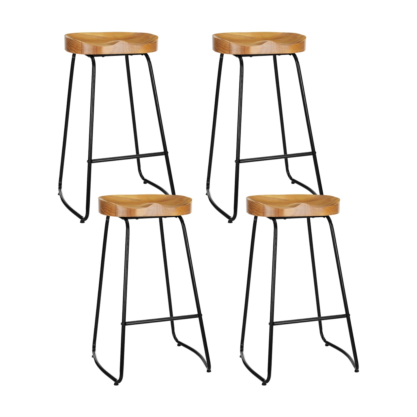 Hayden Wooden Bar Stool Tractor Seat (Set of 4) 75cm