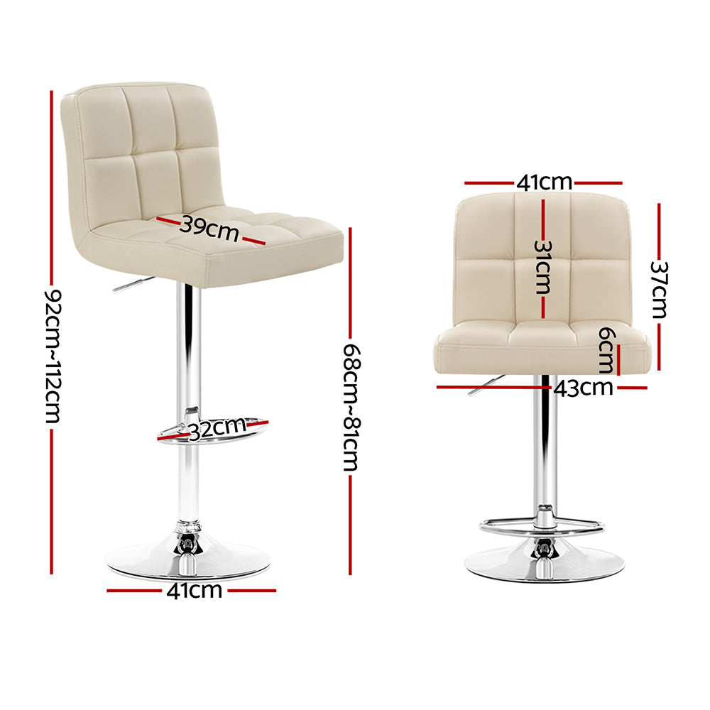 Jade Leather Bar Stool Adjustable (Set of 2) Beige