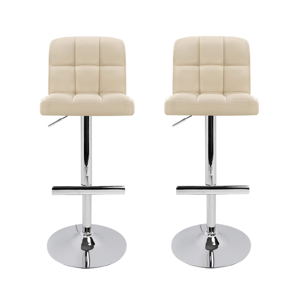 Jade Leather Bar Stool Adjustable (Set of 2) Beige