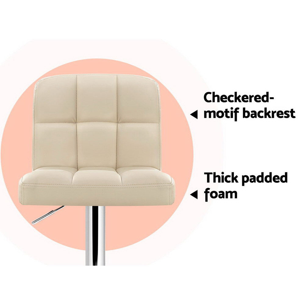 Jade Leather Bar Stool Adjustable (Set of 2) Beige