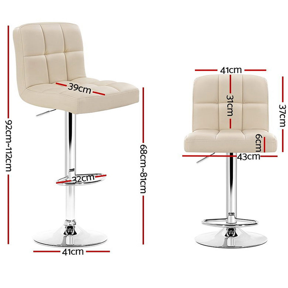 Nyx Leather Bar Stool Adjustable (Set of 4) Beige
