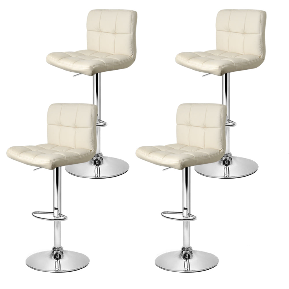 Nyx Leather Bar Stool Adjustable (Set of 4) Beige