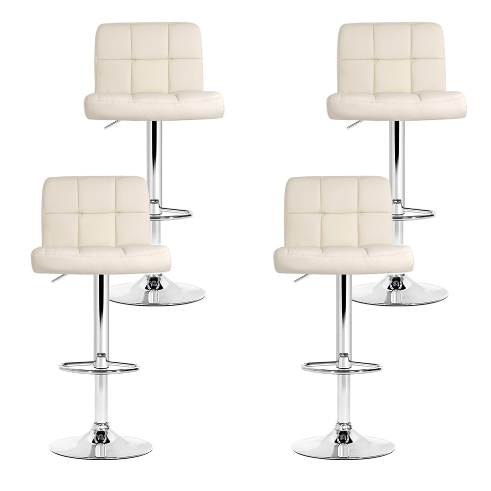 Nyx Leather Bar Stool Adjustable (Set of 4) Beige