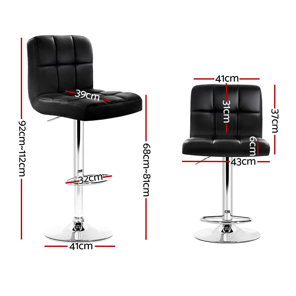 Emery Leather Bar Stool Adjustable (Set of 2) Black