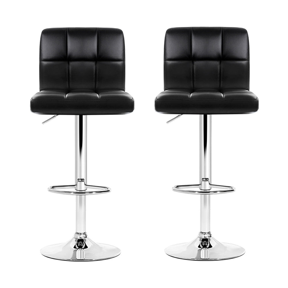 Emery Leather Bar Stool Adjustable (Set of 2) Black