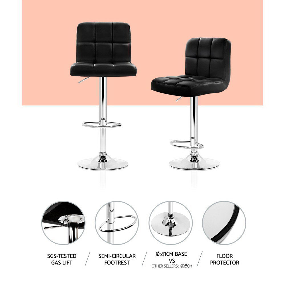 Emery Leather Bar Stool Adjustable (Set of 2) Black