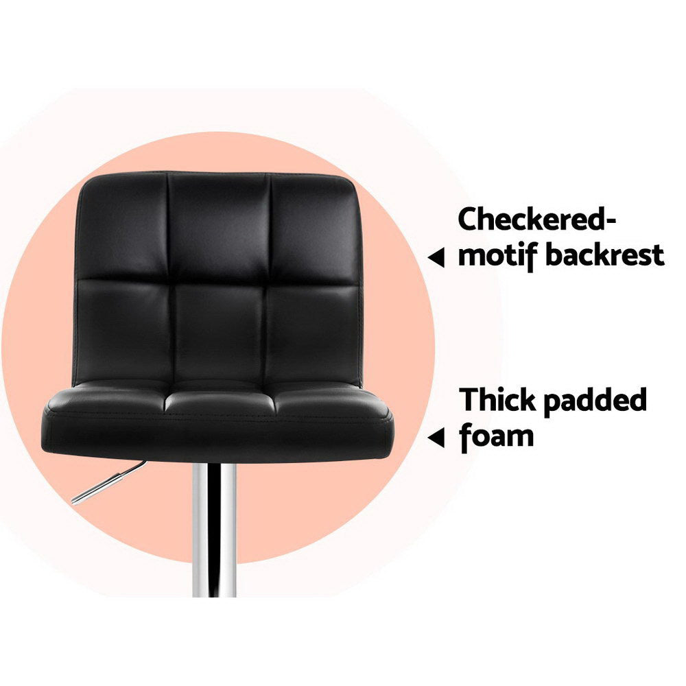 Emery Leather Bar Stool Adjustable (Set of 2) Black