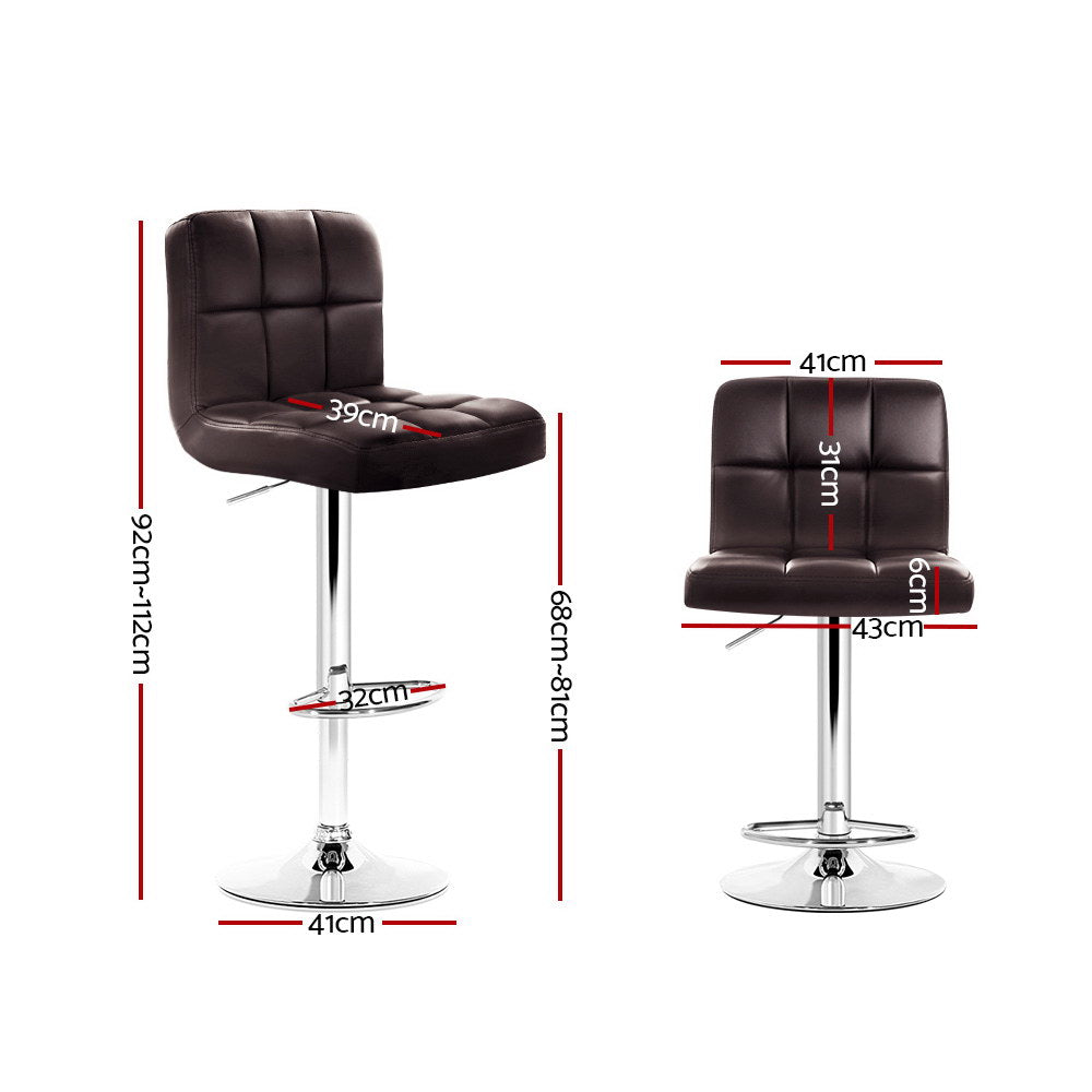 Alby Leather Bar Stool Adjustable (Set of 2) Brown