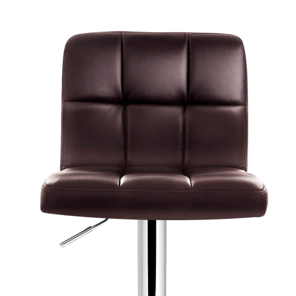 Alby Leather Bar Stool Adjustable (Set of 2) Brown