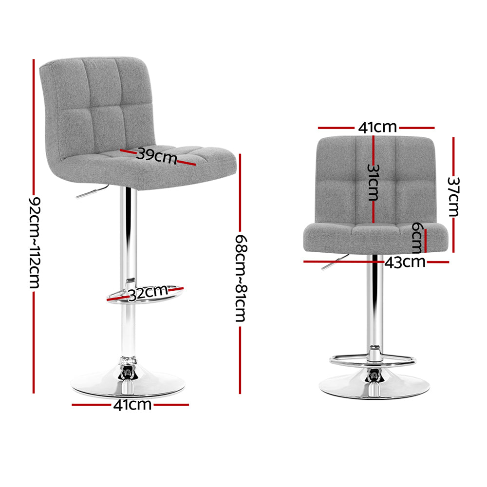 Sage Fabric Bar Stool Adjustable (Set of 4) Grey