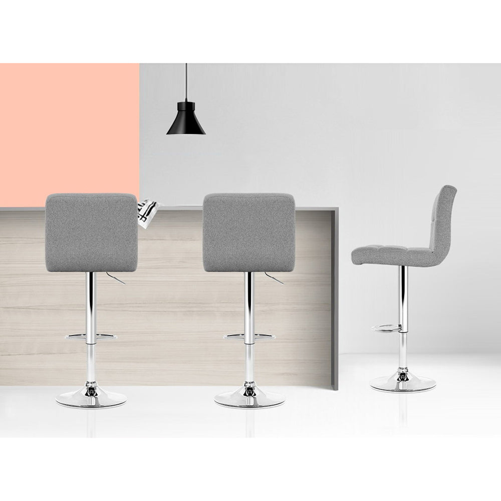 Sage Fabric Bar Stool Adjustable (Set of 4) Grey
