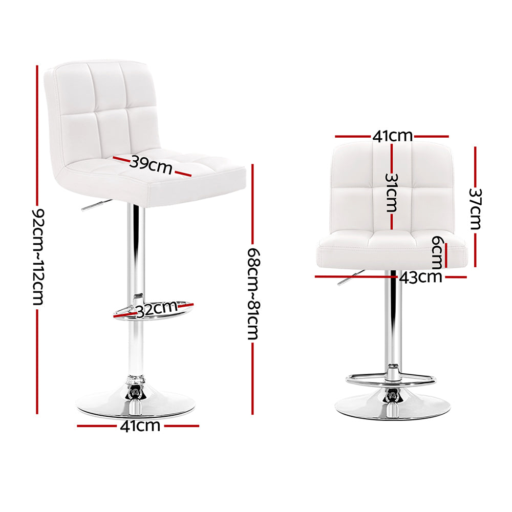Levi Leather Bar Stool Adjustable (Set of 2) White
