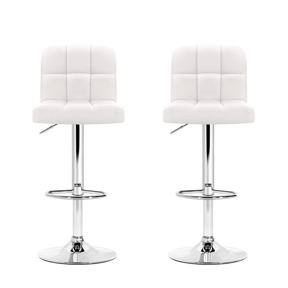 Levi Leather Bar Stool Adjustable (Set of 2) White