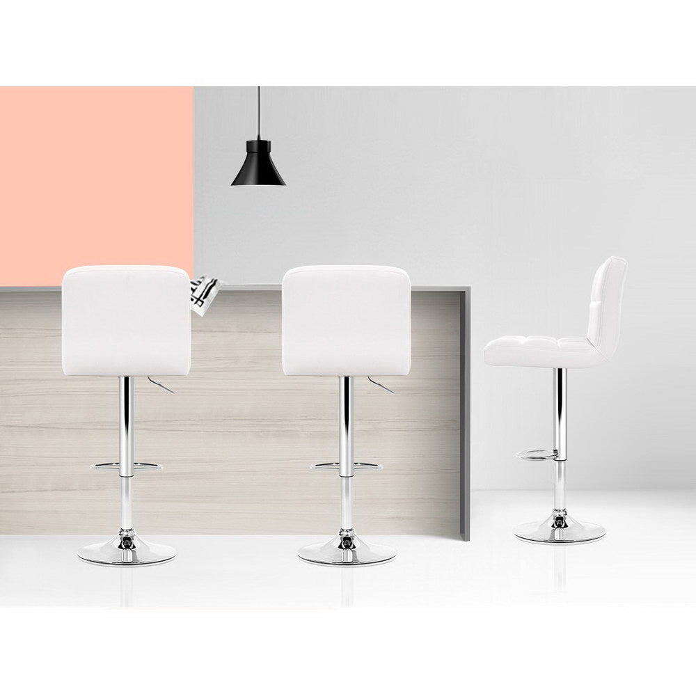 Levi Leather Bar Stool Adjustable (Set of 2) White