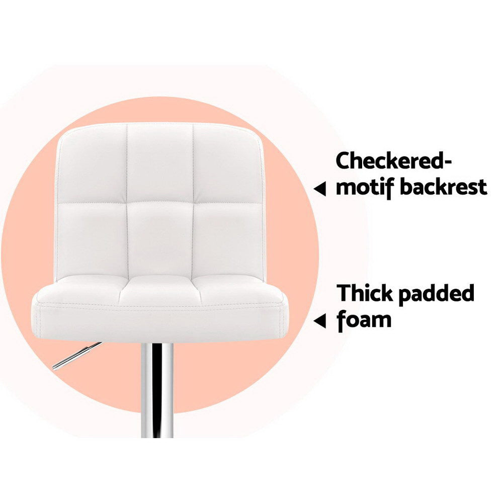 Levi Leather Bar Stool Adjustable (Set of 2) White