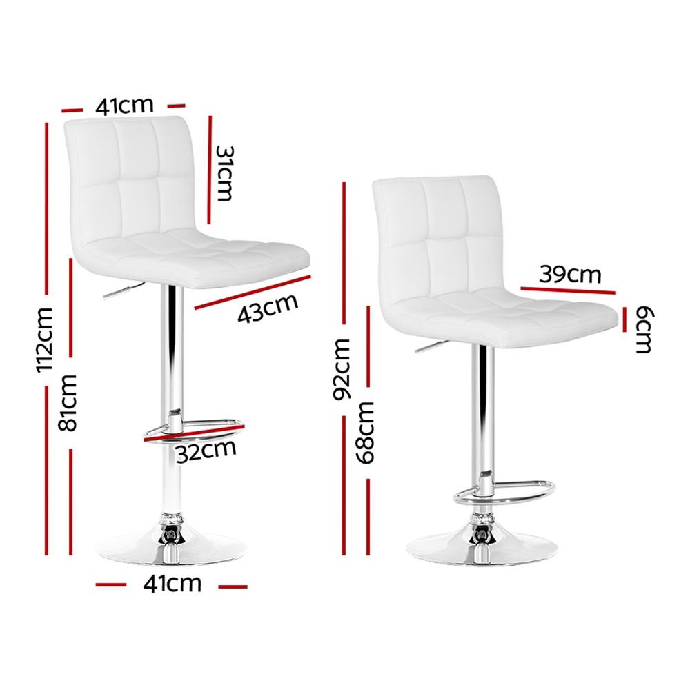Scout Leather Bar Stool Adjustable (Set of 4) White