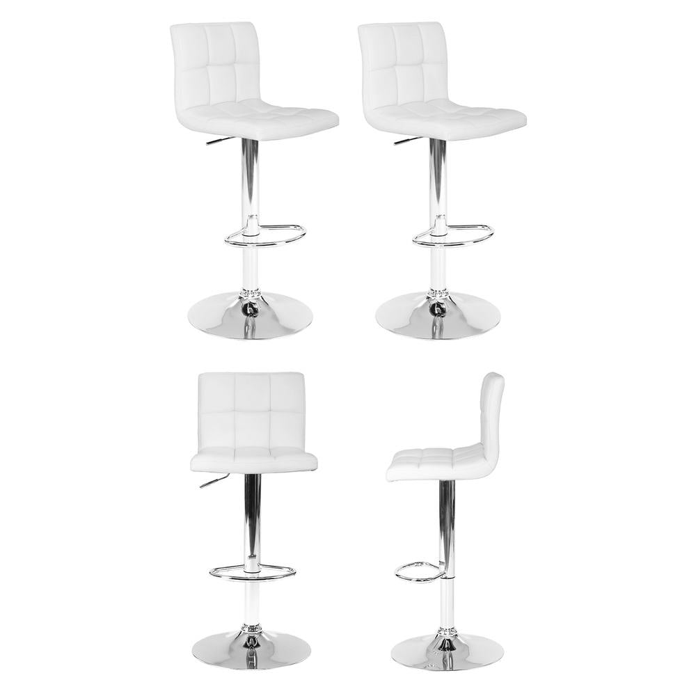 Scout Leather Bar Stool Adjustable (Set of 4) White