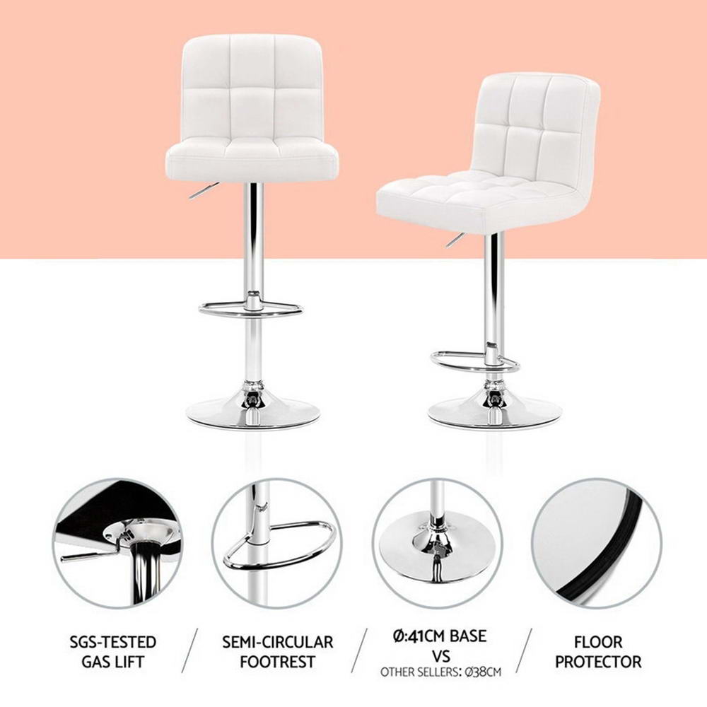 Scout Leather Bar Stool Adjustable (Set of 4) White