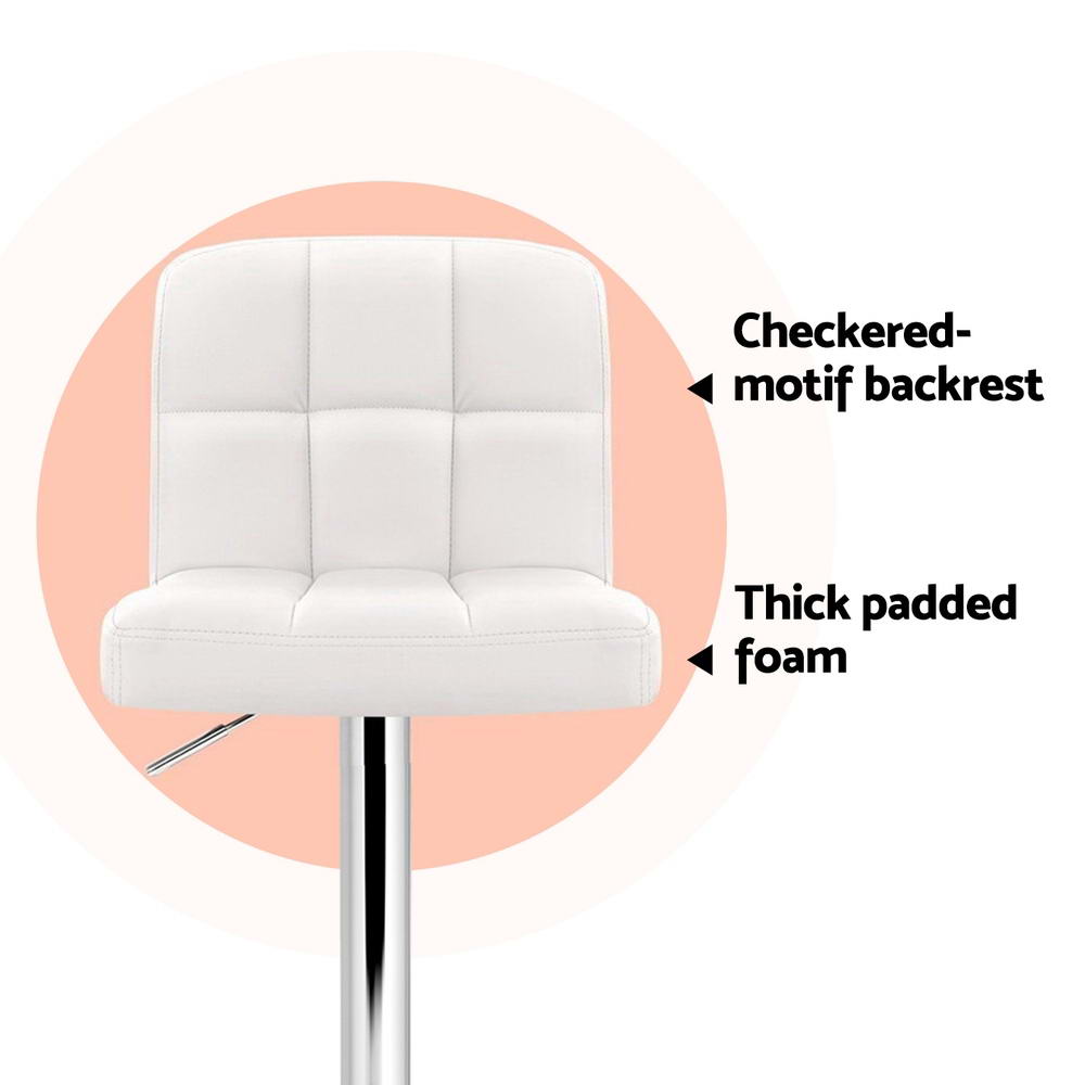 Scout Leather Bar Stool Adjustable (Set of 4) White