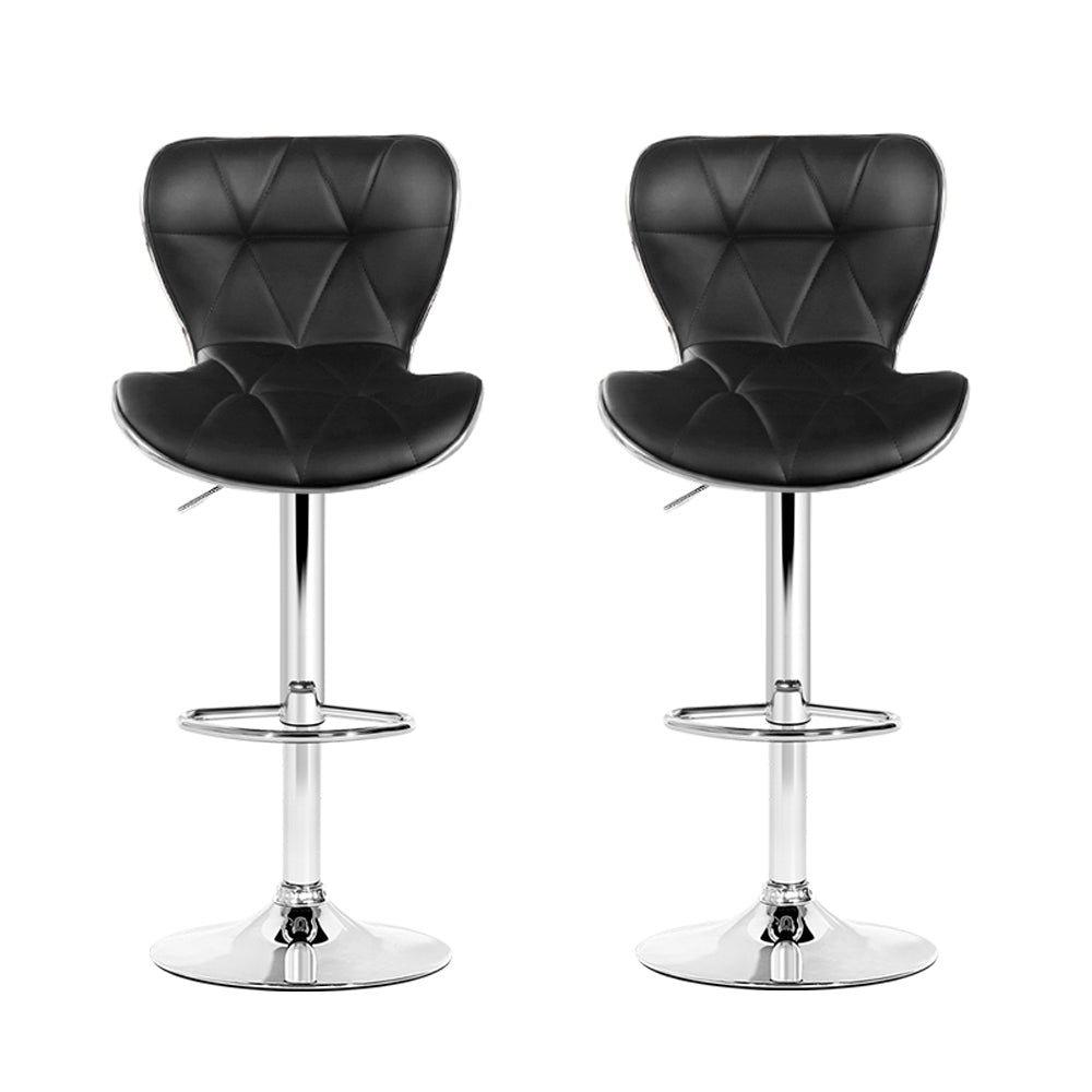 Chase Leather Bar Stool Adjustable (Set of 2) Black
