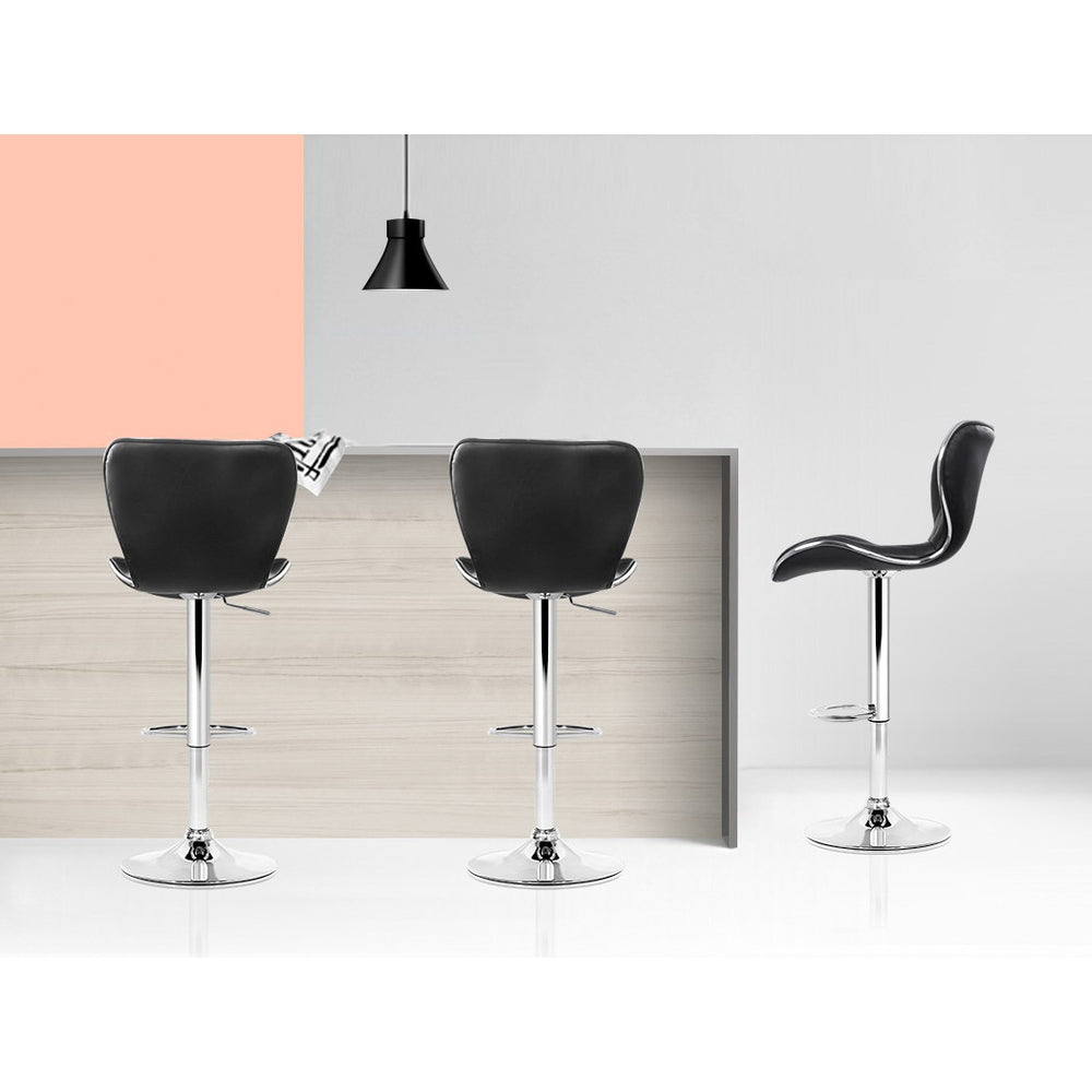Chase Leather Bar Stool Adjustable (Set of 2) Black