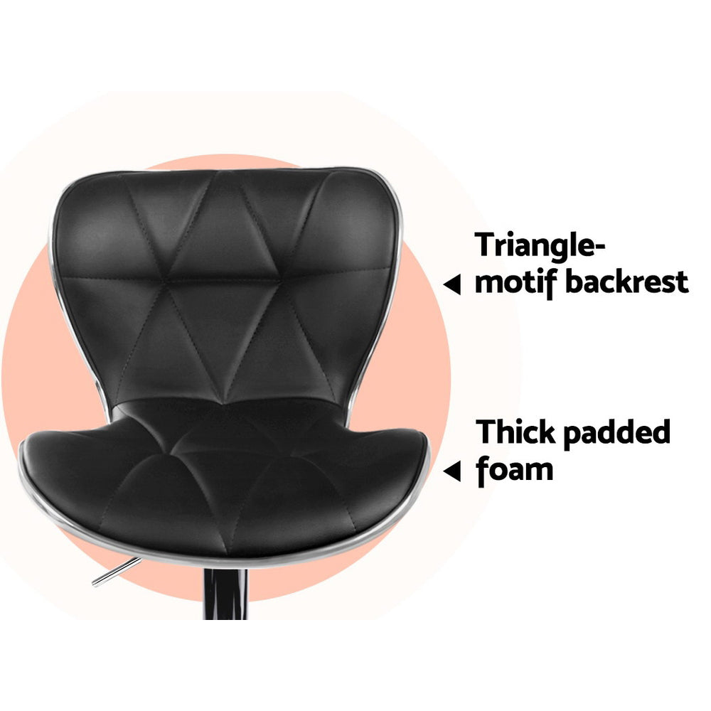 Chase Leather Bar Stool Adjustable (Set of 2) Black