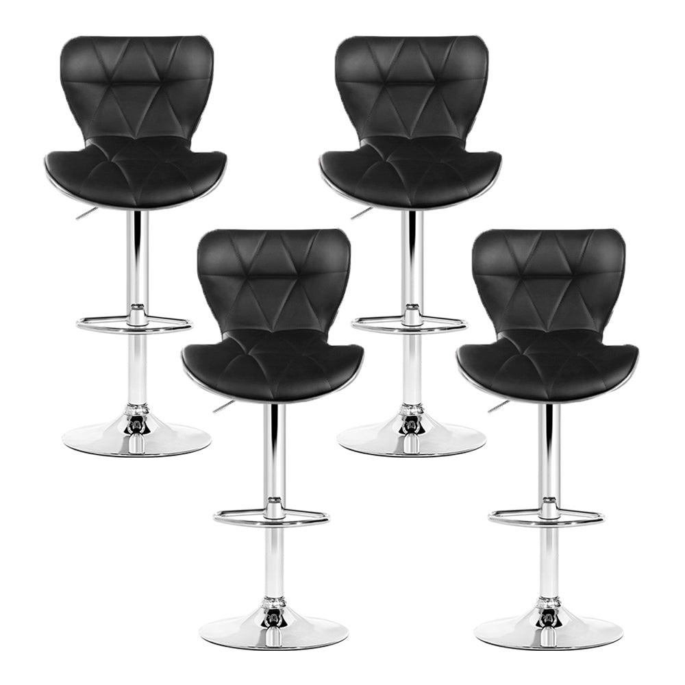 Nils Leather Bar Stool Adjustable (Set of 4) Black