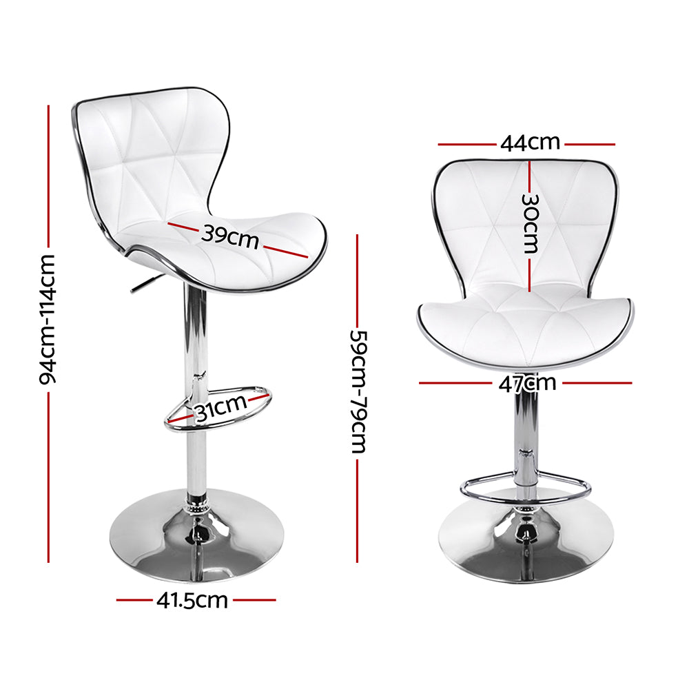 Pete Leather Bar Stool Adjustable (Set of 2) White