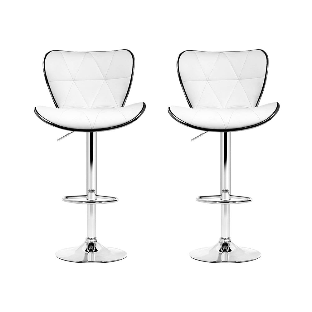 Pete Leather Bar Stool Adjustable (Set of 2) White