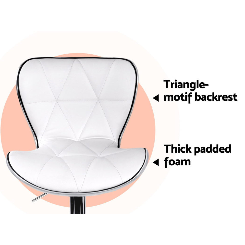 Pete Leather Bar Stool Adjustable (Set of 2) White
