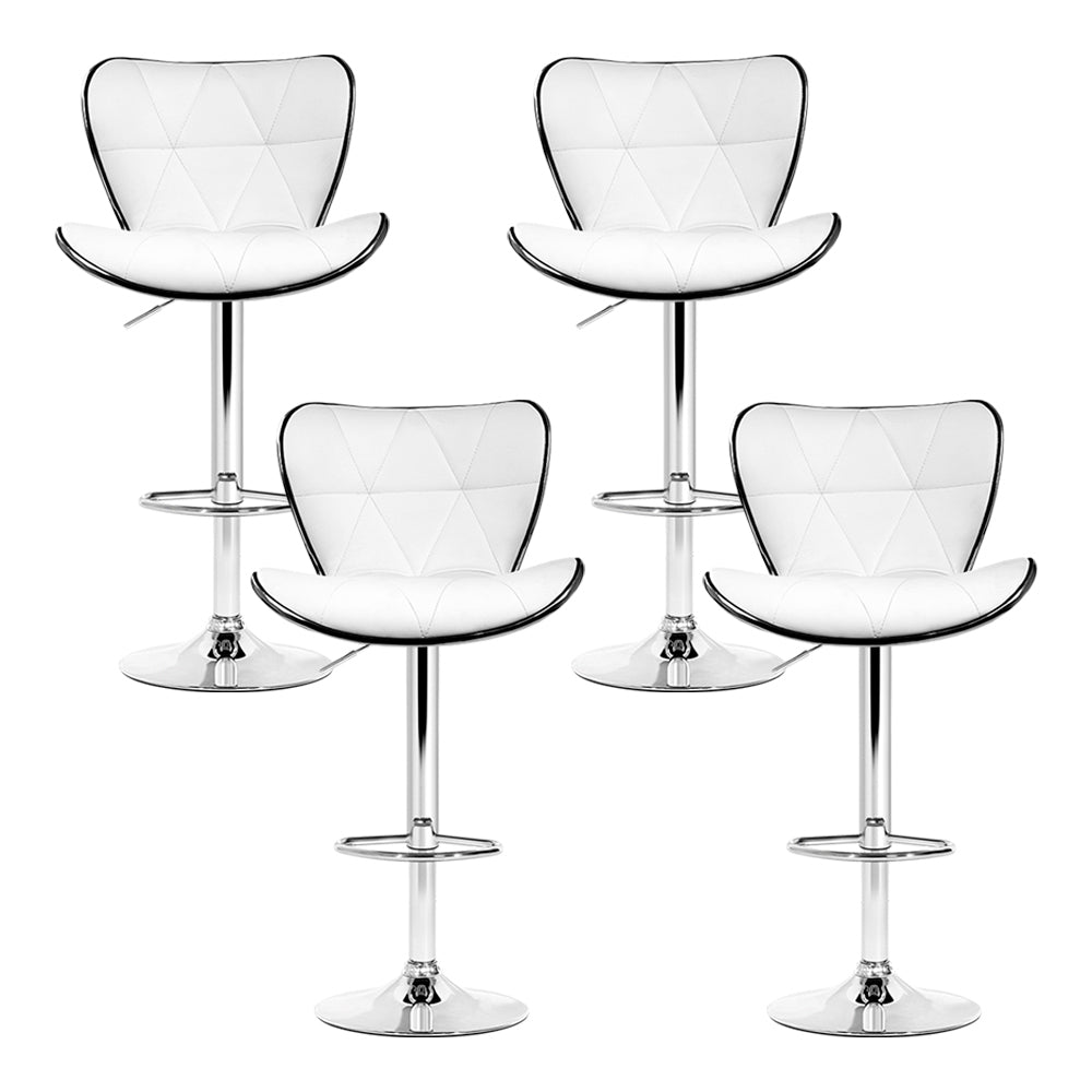 Troy Leather Bar Stool Adjustable (Set of 4) White