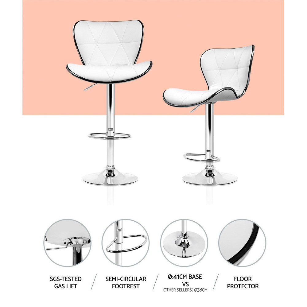 Troy Leather Bar Stool Adjustable (Set of 4) White