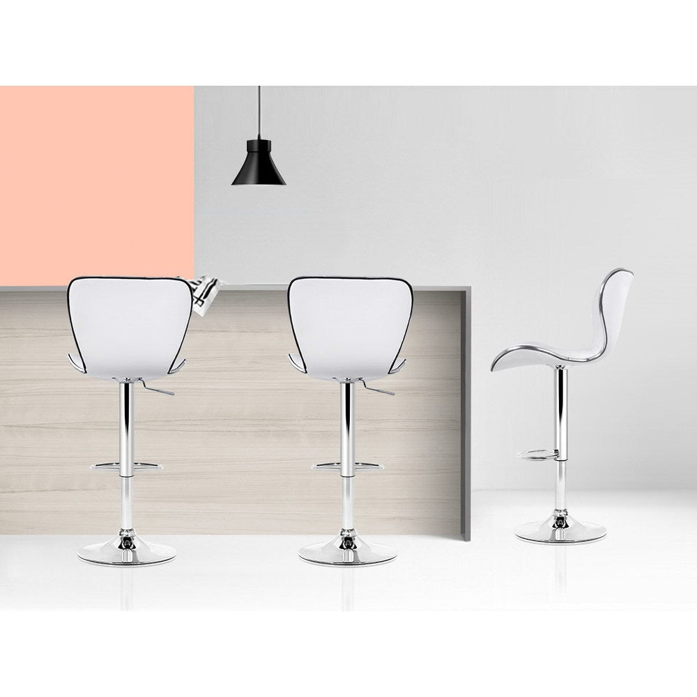 Troy Leather Bar Stool Adjustable (Set of 4) White