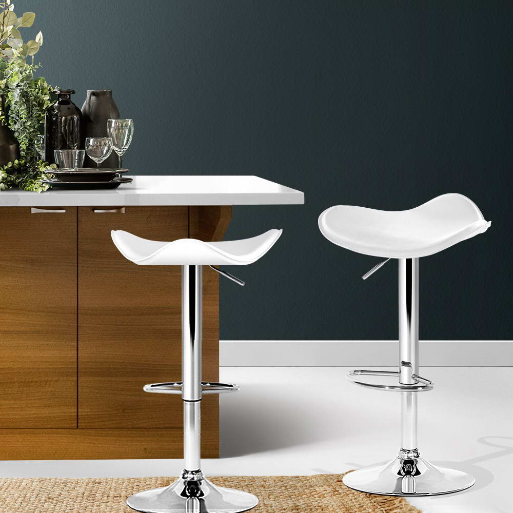 Paxton Leather Bar Stool Adjustable (Set of 2) White