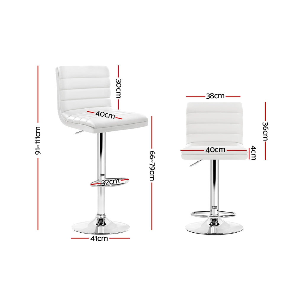 Oscar Leather Bar Stool Adjustable Padded (Set of 2) White