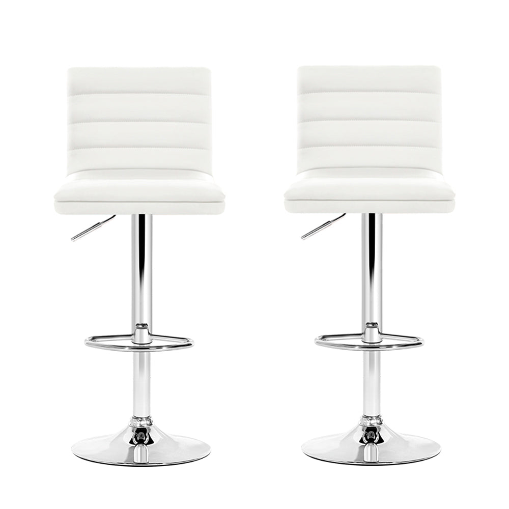Oscar Leather Bar Stool Adjustable Padded (Set of 2) White