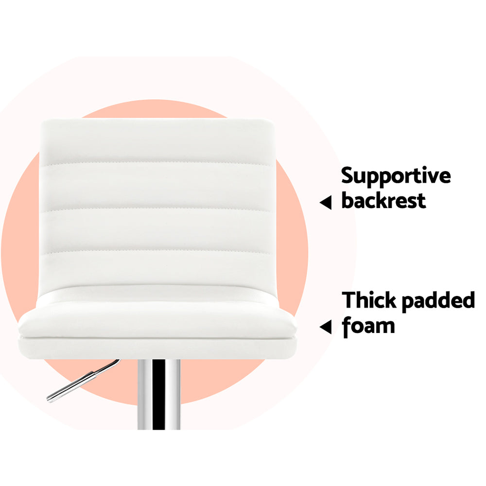 Oscar Leather Bar Stool Adjustable Padded (Set of 2) White
